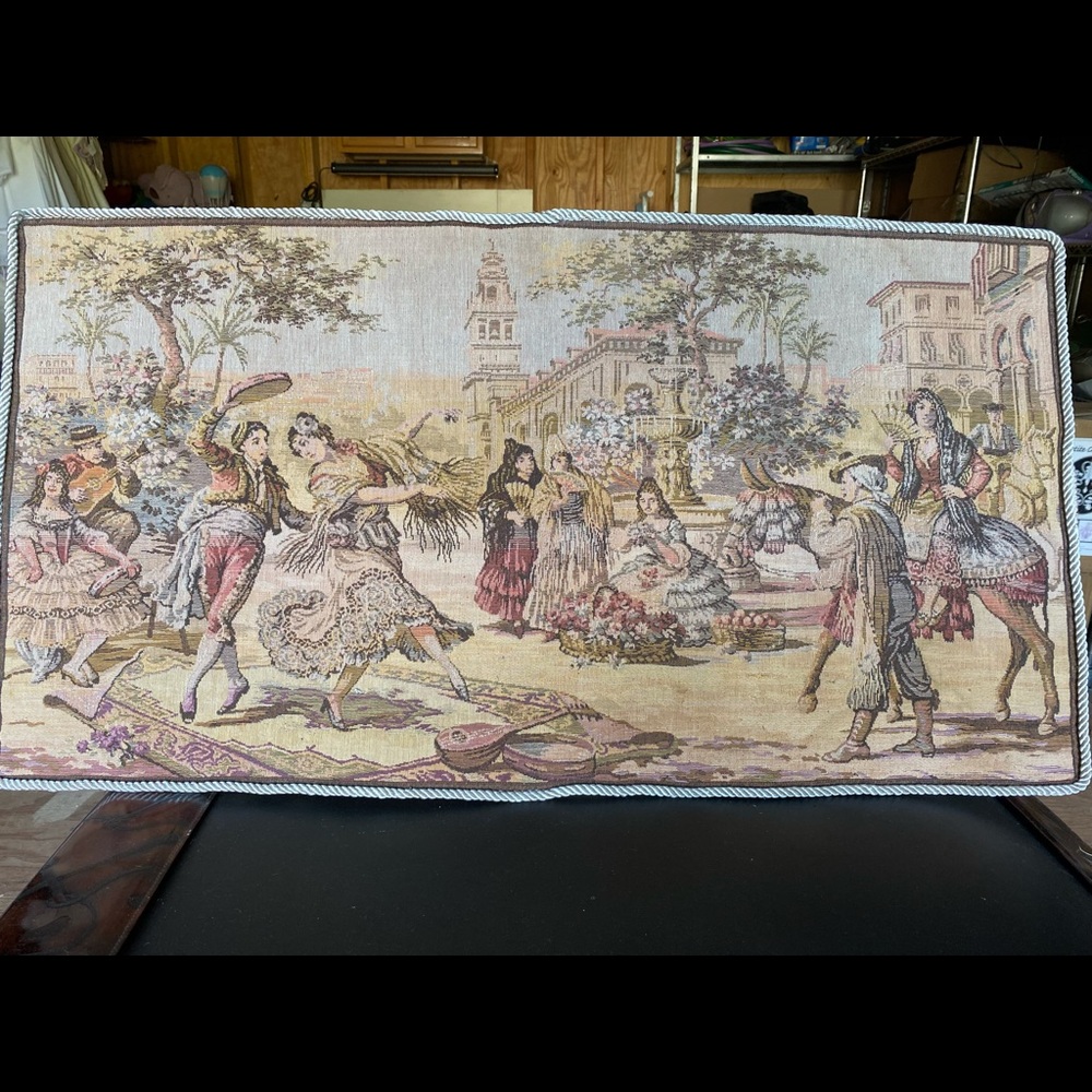 Old tapestry of a gypsy camp.